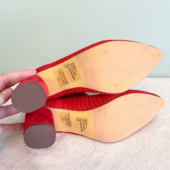 Chase And Chloe Randy Women's Red Fabric Stretch Pointed Ankle Boots Size 8 NWOT - Picture 10 of 10
